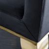 Eleganter Stuhl MODERN BAROCK schwarz Samt goldene Stuhlbeine aus Edelstahl