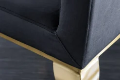 Eleganter Stuhl MODERN BAROCK schwarz Samt goldene Stuhlbeine aus Edelstahl