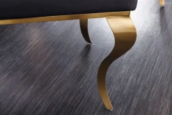 Eleganter Stuhl MODERN BAROCK schwarz Samt goldene Stuhlbeine aus Edelstahl