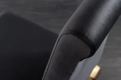 Eleganter Stuhl MODERN BAROCK schwarz Samt goldene Stuhlbeine aus Edelstahl