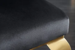 Eleganter Stuhl MODERN BAROCK schwarz Samt goldene Stuhlbeine aus Edelstahl