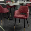 Eleganter Stuhl PARIS bordeaux Vogue Seidenstoff Samt goldene Fußkappen und Armlehnen
