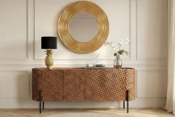 Eleganter Wandspiegel CIRCLE 100cm gold rund mit verziertem Rahmen