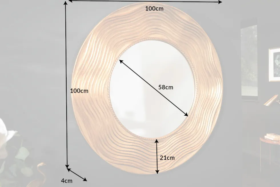 Eleganter Wandspiegel CIRCLE 100cm gold rund mit verziertem Rahmen