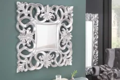 Eleganter Wandspiegel VENICE 75x75cm silber antik Barockstil