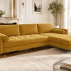 Elegantes Ecksofa COZY VELVET 260cm senfgelb Samt Federkern 3-Sitzer
