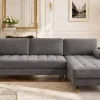 Elegantes Ecksofa COZY VELVET 260cm grau Samt Federkern 3-Sitzer