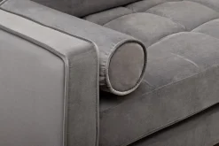 Elegantes Ecksofa COZY VELVET 260cm grau Samt Federkern 3-Sitzer