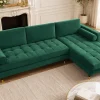Elegantes Ecksofa COZY VELVET 260cm smaragdgrün Samt Federkern 3-Sitzer