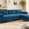 Elegantes Ecksofa COZY VELVET 260cm blau petrol Samt Federkern 3-Sitzer