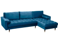Elegantes Ecksofa COZY VELVET 260cm blau petrol Samt Federkern 3-Sitzer
