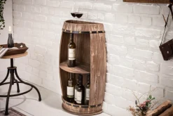 Elegantes Regal BODEGA 79cm natur Pinie halbes Weinfass Shabby Chic