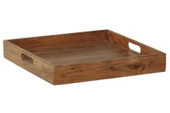 Elegantes Servier Tablett CIANO 40x40cm Akazie Massivholz mit Griffen