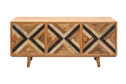 Elegantes Sideboard LONG ISLAND 160cm Mangoholz-Optik mit Retro Muster