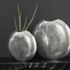 Elegantes Vasen 2er Set ORIENTAL 44cm silber im Grid Hammerschlag Design