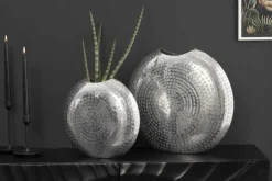 Elegantes Vasen 2er Set ORIENTAL 44cm silber im Grid Hammerschlag Design