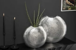 Elegantes Vasen 2er Set ORIENTAL 44cm silber im Grid Hammerschlag Design