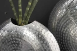 Elegantes Vasen 2er Set ORIENTAL 44cm silber im Grid Hammerschlag Design