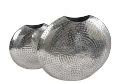 Elegantes Vasen 2er Set ORIENTAL 44cm silber im Grid Hammerschlag Design