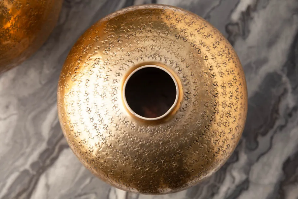 Elegantes Vasen 2er Set ORIENTAL 33cm gold in Handarbeit verziert