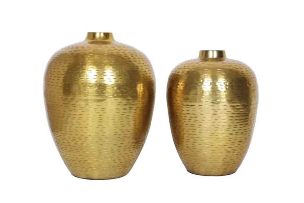 Elegantes Vasen 2er Set ORIENTAL 32cm gold im Rice Hammerschlag Design