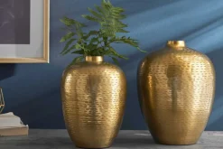 Elegantes Vasen 2er Set ORIENTAL 32cm gold im Rice Hammerschlag Design