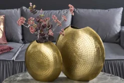 Elegantes Vasen 2er Set ORIENTAL 44cm gold im Grid Hammerschlag Design