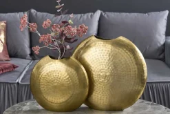 Elegantes Vasen 2er Set ORIENTAL 44cm gold im Grid Hammerschlag Design