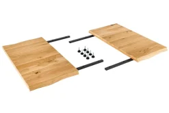 2er Set Ansteckplatten WILD OAK 50cm natur Wildeiche geölt Massivholz Esstisch Verlängerung Baumkante