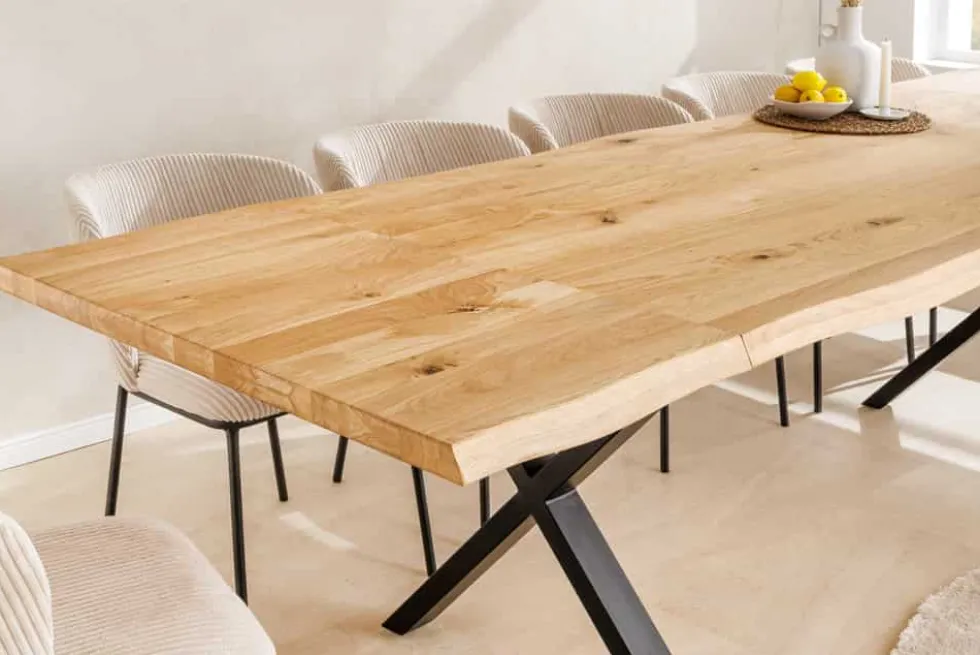 2er Set Ansteckplatten WILD OAK 50cm natur Wildeiche geölt Massivholz Esstisch Verlängerung Baumkante