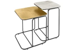 2er Set Beistelltisch ABSTRACT 55cm gold silber schwarz Metall handmade