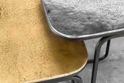2er Set Beistelltisch ABSTRACT 55cm gold silber schwarz Metall handmade