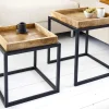 2er Set Beistelltisch SERVITEUR 50cm natur Mangoholz schwarzes Metallgestell Couchtische massiv