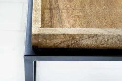 2er Set Beistelltisch SERVITEUR 50cm natur Mangoholz schwarzes Metallgestell Couchtische massiv