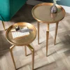 2er Set Beistelltische ABSTRACT 60cm gold Metall rund Shabby Chic Design