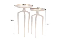 2er Set Beistelltische ABSTRACT 60cm gold Metall rund Shabby Chic Design