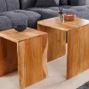2er Set Beistelltische MAMMUT 55cm braun massives Akazienholz