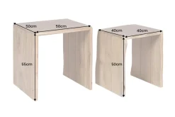 2er Set Beistelltische MAMMUT 55cm braun massives Akazienholz