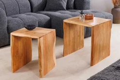 2er Set Beistelltische MAMMUT 55cm braun massives Akazienholz