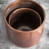 2er Set Blumentopf FLOWERS XL 20/30cm Metall kupfer geflammt