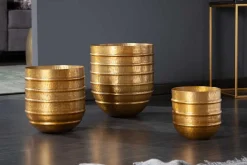 3er Set Blumentopf ORIENT 25/20/15cm Metall gold Hammerschlag Design