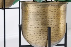 2er Set Blumentopf UNIT 70/50cm gold schwarz Metall Hammerschlag Design