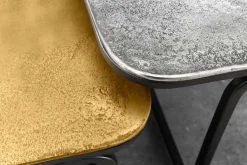 2er Set Couchtisch ABSTRACT 60cm gold silber schwarz Metall handmade