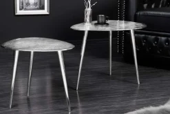 2er Set Couchtisch ELEMENTS 50cm silber Metall Handarbeit