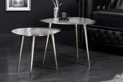 2er Set Couchtisch ELEMENTS 50cm silber Metall Handarbeit