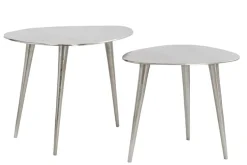 2er Set Couchtisch ELEMENTS 50cm silber Metall Handarbeit