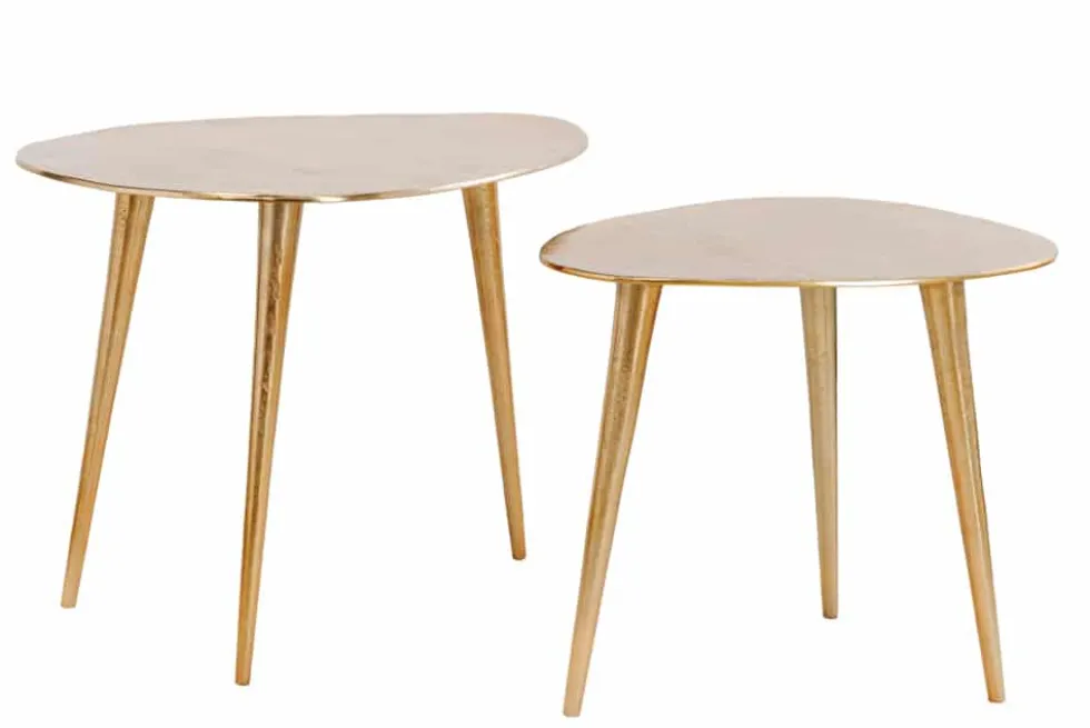 2er Set Couchtisch ELEMENTS 50cm gold Metall Handarbeit