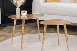 2er Set Couchtisch ELEMENTS 50cm gold Metall Handarbeit