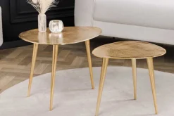 2er Set Couchtisch ELEMENTS 50cm gold Metall Handarbeit