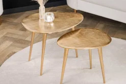 2er Set Couchtisch ELEMENTS 50cm gold Metall Handarbeit